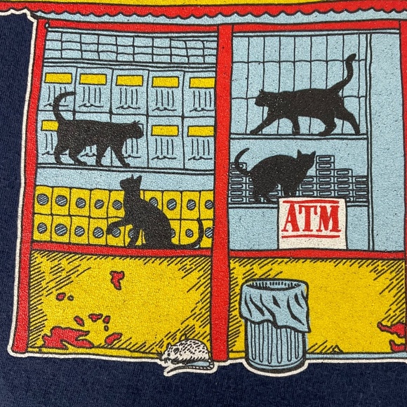 Bodega Cats Navy Graphic Tee Gildan Softstyle Size Medium - Picture 4 of 8